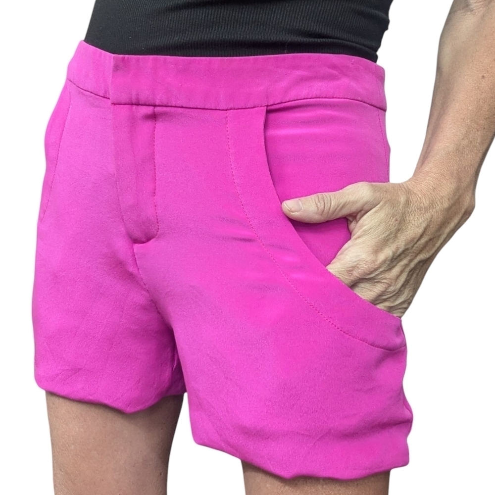 Naven 100% Silk Hot Pink Fuchsia Tailored Shorts Size 4